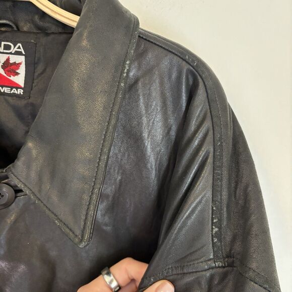 Canada Sportswear Men's Lamb Leather Jacket Black Heavyweight Button 4XL - Desc - Picture 4 of 10